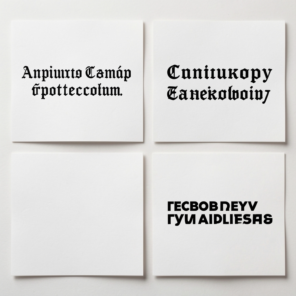 Образцы четырёх шрифтовых пар на белых карточках: антиква с гротеском, две антиквы с контрастными весовыми характеристиками, геометрический шрифт с гуманистическим